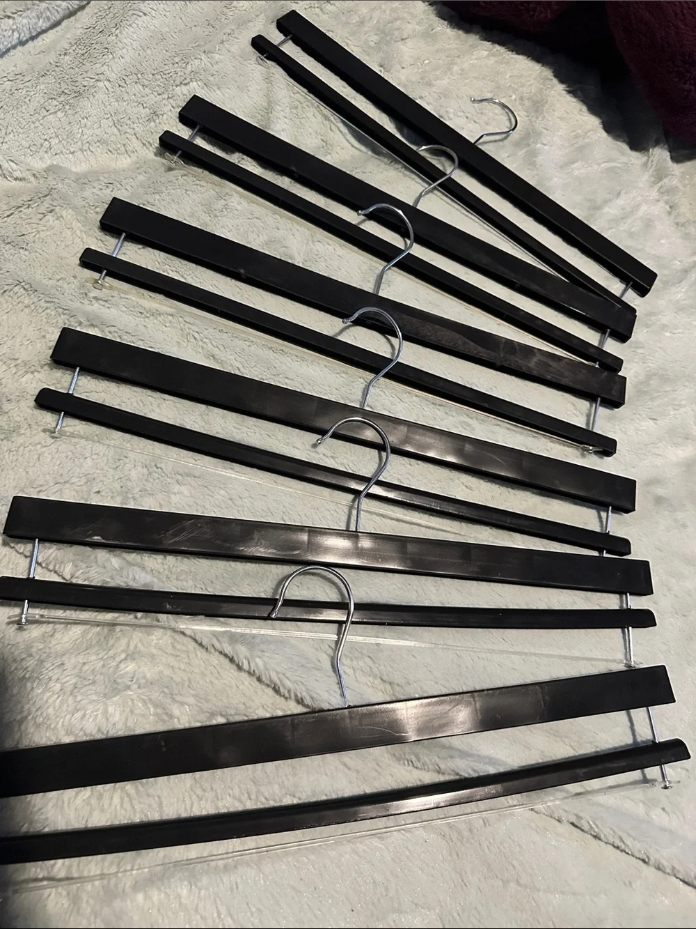 Lot of 6 Black Plastic Snap Lock Drapery & Pant Clamp Hangers